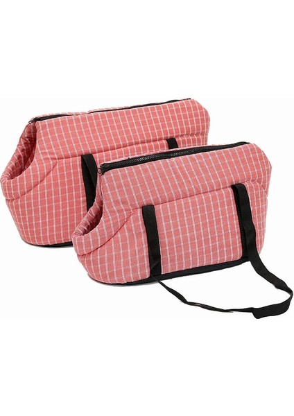 Pembe Ekose Tarzı 39X20X22 cm Yumuşak Pet Köpek Omuz Çantaları Korumalı Taşıma Sırt Çantası Açık Pet Köpek Taşıyıcı Yavru Küçük Köpekler Için Seyahat (Yurt Dışından)