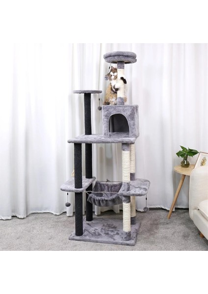 AMT0032KAHVERENGI Stil L Beden Sisal Tırmalama Direkleri ile Kedi Ağacı Tırmanma Kulesi Hamak Levrek Kedi Yatak Platformu Sarkan Top Kedi Mobilyaları (Yurt Dışından) modelleri