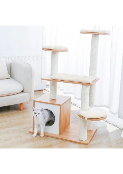 AMT0032KAHVERENGI Stil L Beden Sisal Tırmalama Direkleri ile Kedi Ağacı Tırmanma Kulesi Hamak Levrek Kedi Yatak Platformu Sarkan Top Kedi Mobilyaları (Yurt Dışından) fırsatları