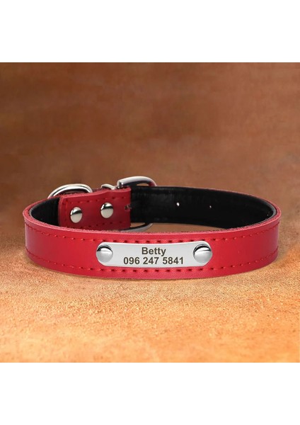 Kırmızı Stil Xs Boyutu Deri Köpek Tasması Kişiselleştirilmiş Köpekler Kedi Köpek Yaka Yumuşak Yastıklı Yaka Küçük Orta Doguahua Yorkshire Özel Ad (Yurt Dışından)