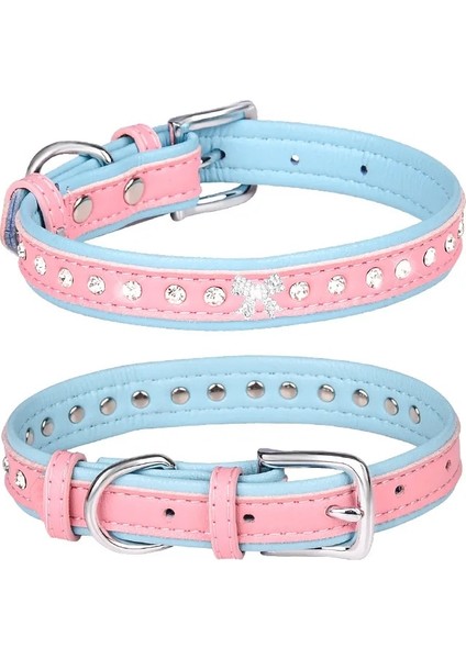 No.6 Stili L Boyutu Rahat Süet Fiber Kristal Köpek Tasması Glitter Rhinestone Köpek Tasmaları Çinko Alaşım Toka Yaka Küçük Köpekler Kediler Için Xs (Yurt Dışından)