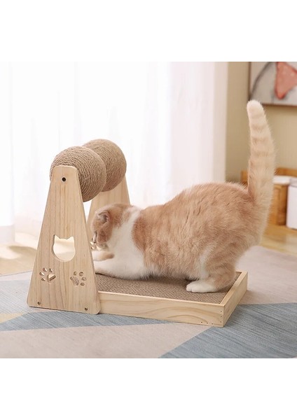 No.4 Tarzı Kedi Scratcher Direği Katı Ahşap Sisal Top Döner Tabla Pençeleri Eziyet Kedi Oyuncakları Interaktif Yavru Kedi Kazıma Tahtası (Yurt Dışından) fiyatları