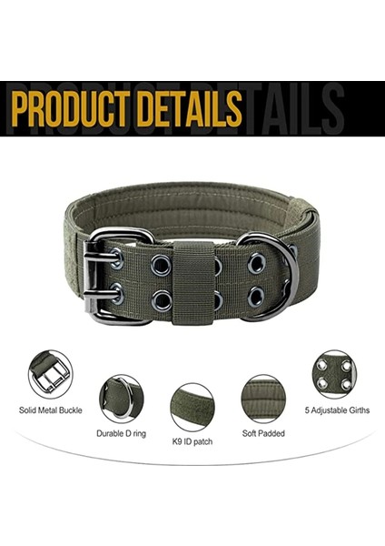 Haki Tarzı Xl Boyutu Naylon Taktik Köpek Tasması Askeri Ayarlanabilir Büyük Alman Çoban Açık Çalışma Eğitimi Yürüyüş Evcil Hayvan Malzemeleri Için Dayanıklı (Yurt Dışından) modelleri