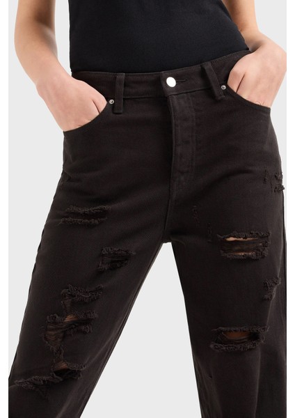 J51 Yırtık Detaylı Tapered Fit Jeans Bayan Kot Pantolon 3DYJ51 Y1HRZ 1200