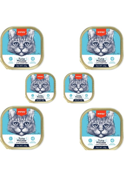 Ton ve Morina Balıklı Alutray Kedi Yaş Mama 40 gr x 6 Adet