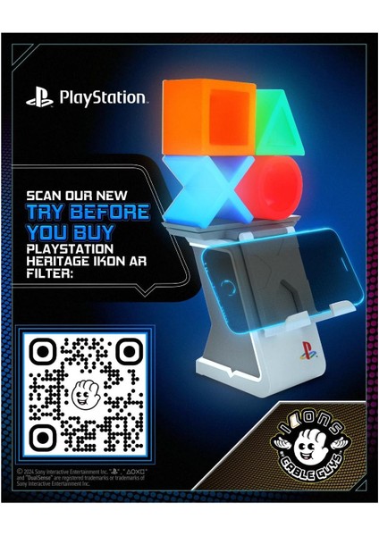 Cable Guys Playstation Icon Işıklı Stand Dualsense Dualshock Oyun Kolu Tutucu Telefon Uyumlu Cable Guys Lisanslı Orijinal