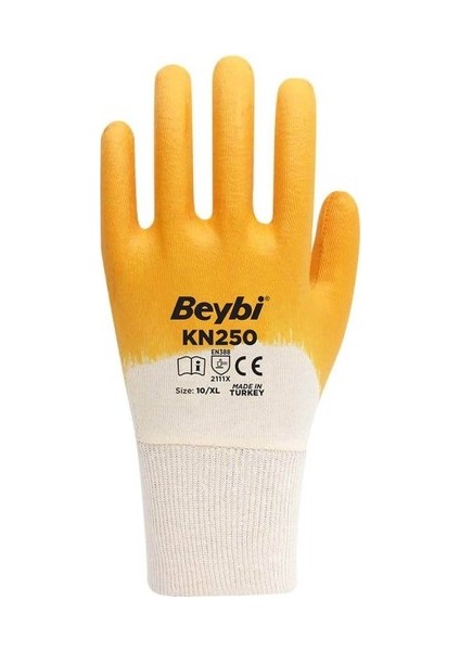 KN250 Pamuk Astarlı Nitril Kaplı Iş Eldiveni No:10 Xlarge 288 Çift (1 Koli)