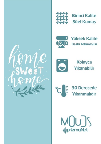 Süet Kumaş Mavi Sweet Home Desenli Mutfak Önlüğü, Aşçı Önlüğü, Garson Önlüğü
