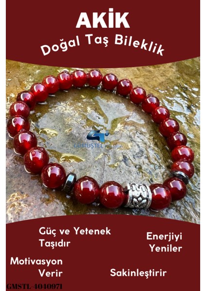 Sertifikalı Doğal Taş Turuncu Akik Bileklik Aaa Kalite Orijinal Doğal Taş Hediyli