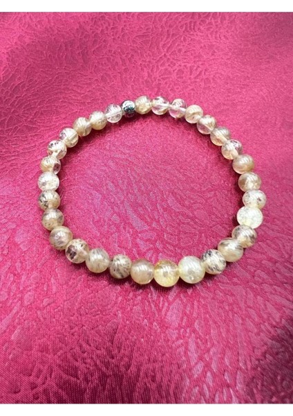 Sertifikalı Sitrin Doğal Taş Bileklik 6 mm Hediyli