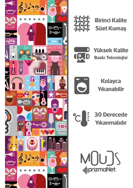 Süet Kumaş Music Board Desenli Mutfak Önlüğü, Aşçı Önlüğü, Garson Önlüğü