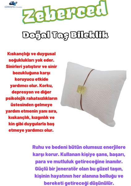 Sertifikalı Zeberced Doğal Taş Bileklik Aaa Kalite Asimetrik Küp