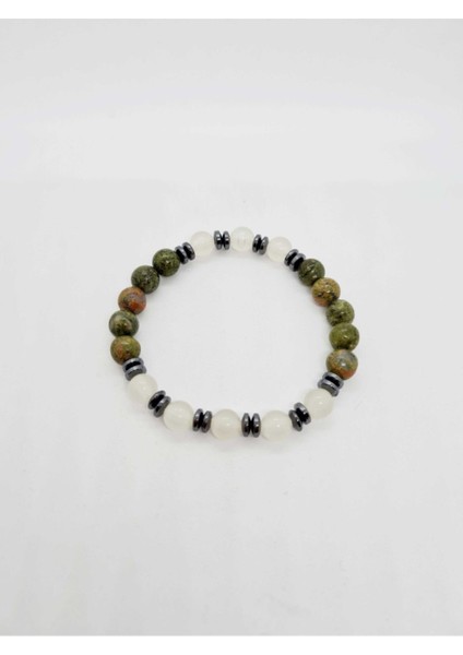 Sertifikalı Unakit Kedi Gözü Hematit Doğal Taş Bileklik Karanlıkta Işık Saçar fırsatları