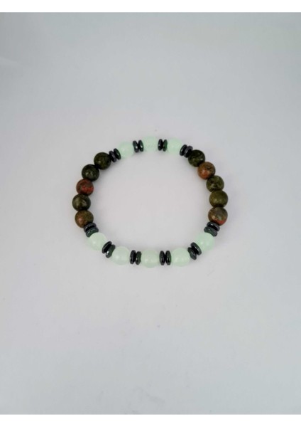 Sertifikalı Unakit Kedi Gözü Hematit Doğal Taş Bileklik Karanlıkta Işık Saçar indirimleri