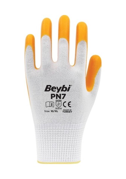 Pn7 Sarı Polyester Astarlı Nitril Kaplı Iş Eldiveni No:10 Xlarge 1 Çift