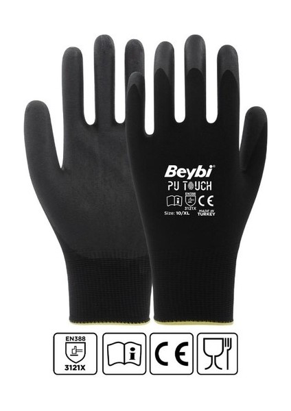 Pu Touch Polyester Astarlı Poliüretan Kaplı Hassas Montaj Eldiveni No:7 Small 1 Çift