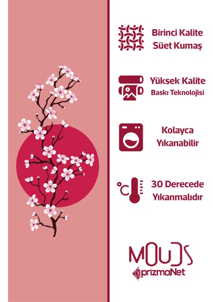 Süet Kumaş Blossom Japan 1 Desenli Mutfak Önlüğü, Aşçı Önlüğü, Garson Önlüğü