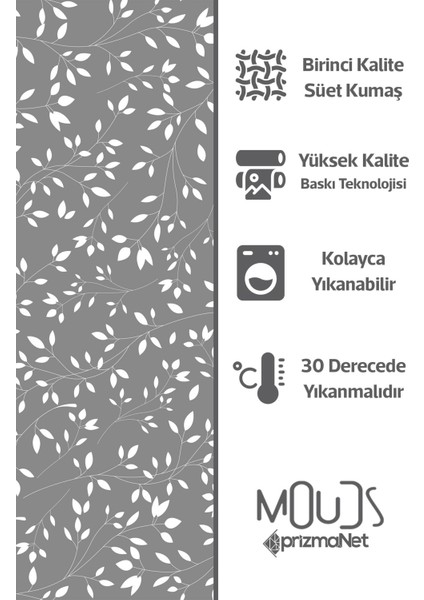 Süet Kumaş Gri Ağaç Dalları Desenli Mutfak Önlüğü, Aşçı Önlüğü, Garson Önlüğü
