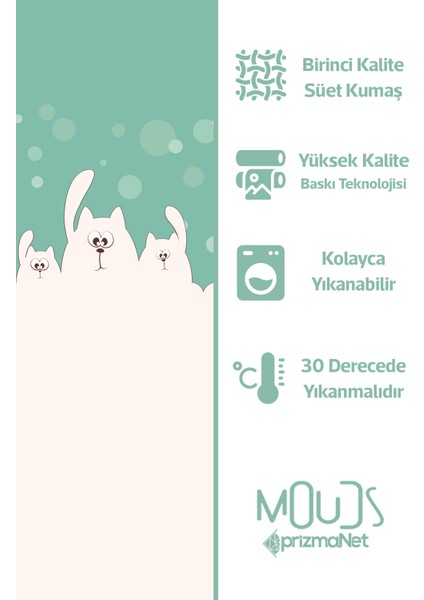 Süet Kumaş Cats Gang Desenli Mutfak Önlüğü, Aşçı Önlüğü, Garson Önlüğü