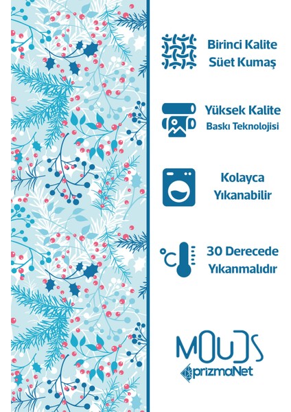 Süet Kumaş Kış Dalları Desenli Mutfak Önlüğü, Aşçı Önlüğü, Garson Önlüğü