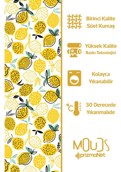 Süet Kumaş Limon Desenli Mutfak Önlüğü, Aşçı Önlüğü, Garson Önlüğü
