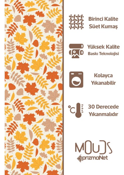 Süet Kumaş Sonbahar Yaprakları Desenli Mutfak Önlüğü, Aşçı Önlüğü, Garson Önlüğü