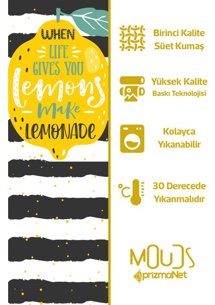 Süet Kumaş Lemon 1 Desenli Mutfak Önlüğü, Aşçı Önlüğü, Garson Önlüğü