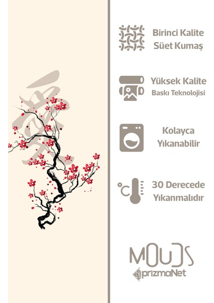 Süet Kumaş Blossom Japan 4 Desenli Mutfak Önlüğü, Aşçı Önlüğü, Garson Önlüğü