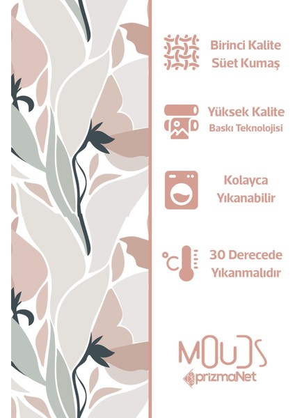 Süet Kumaş Mirror Flowers Çiçek Desenli Mutfak Önlüğü, Aşçı Önlüğü, Garson Önlüğü
