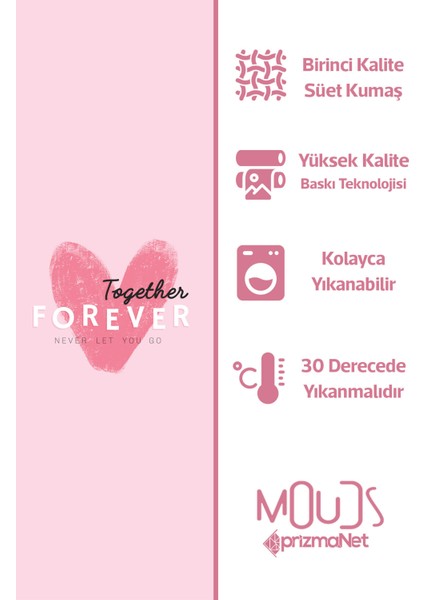Süet Kumaş Together Forever Kalp Desenli Mutfak Önlüğü, Aşçı Önlüğü, Garson Önlüğü