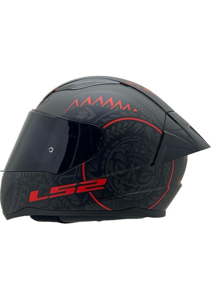 Rapıd 2 Race Takaroa Mat Siyah-Kırmızı Kask Siyah Cam+Spoiler