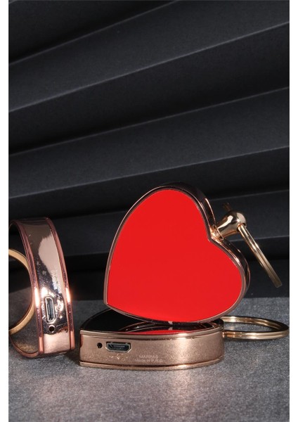 Gümüş Renk Kalp Şeklinde Özel Tasarım Kaydırmalı Anahtarlıklı Şarjlı Çakmak 24CSM878USBR03 fırsatları