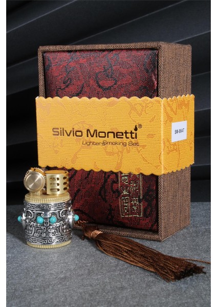 Gümüş Renk Özel Tasarım Kutulu Sultan Benzinli Çakmak 24CSM864TR01