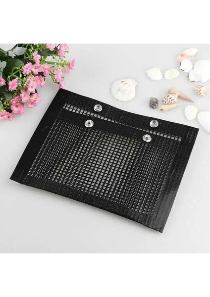 Siyah Stil 24X14CM Barbekü Izgara Örgü Çantası, Yapışmaz Barbekü Izgara Çantası Izgara Yeniden Kullanılabilir ve Temizlemesi Kolay Yapışmaz Izgara Izgara Çantası Fırçalı (Yurt Dışından)