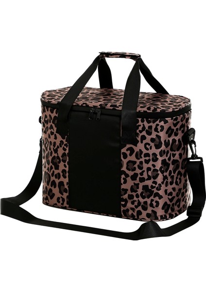 Leopar Tarzı Soğutucu Omuzdan Askili Çanta Kadın Yalıtımlı Serin Kutu Termal Yiyecek Çantası Erkekler Büyük Leopar Su Geçirmez Sızdırmaz Taşınabilir Seyahat Yeniden Kullanılabilir (Yurt Dışından)