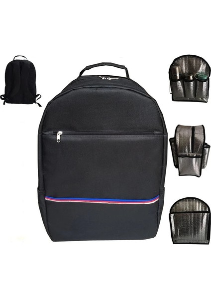 32L Büyük Soğutma Sırt Çantası Termal Saklama Çantası Üle Buzlu Yiyecek Organizatörü Çanta Siyah (Yurt Dışından)