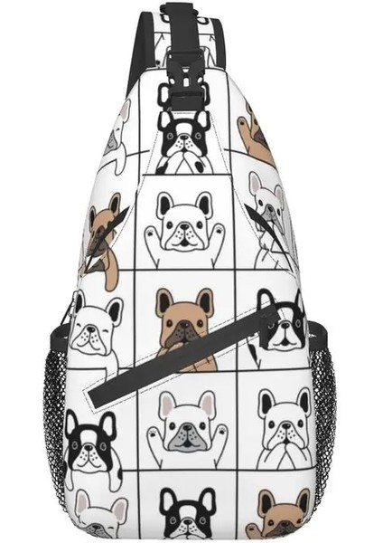 No.5 Tarzı 39X19X9CM Amerikan Bayrağı Fransız Bulldog Sling Göğüs Crossbody Çanta Erkekler Rahat Köpek Sevgilisi Omuz Sırt Çantası Yürüyüş Için (Yurt Dışından)