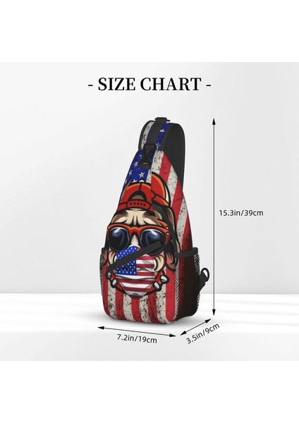 No.5 Tarzı 39X19X9CM Amerikan Bayrağı Fransız Bulldog Sling Göğüs Crossbody Çanta Erkekler Rahat Köpek Sevgilisi Omuz Sırt Çantası Yürüyüş Için (Yurt Dışından)