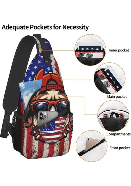 No.5 Tarzı 39X19X9CM Amerikan Bayrağı Fransız Bulldog Sling Göğüs Crossbody Çanta Erkekler Rahat Köpek Sevgilisi Omuz Sırt Çantası Yürüyüş Için (Yurt Dışından)