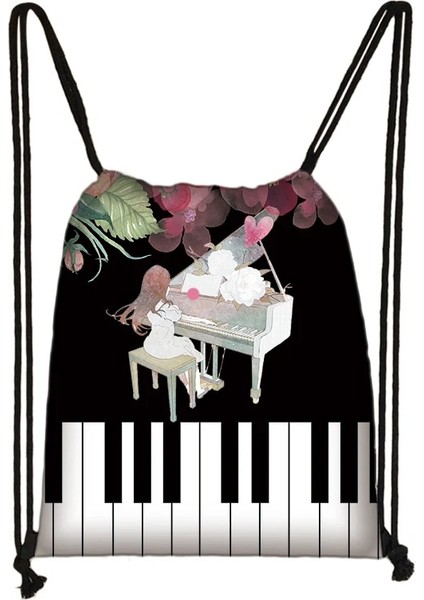 SKDPIANO13 Tarzı Piyano Gitar Müzik Notları Ipli Çanta Kadın Sırt Çantası Genç Erkek Kız Saklama Çantası Çocuklar Gizli Sakli Konusmalar Bayanlar Seyahat Çantası (Yurt Dışından)
