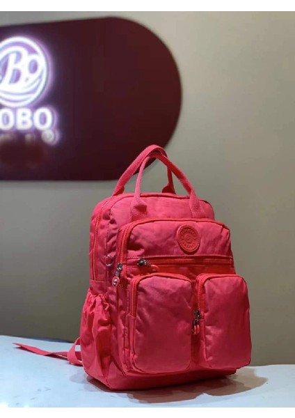 Gül Tarzı Moda Kadın Sırt Çantası Su Geçirmez Naylon Yumuşak Saplı Katı Çok Cep Seyahat Fermuar Feminina Okul Çantaları Dizüstü Sırt Çantası (Yurt Dışından)