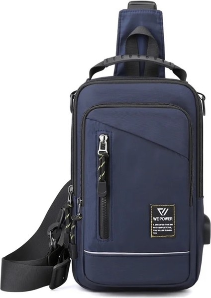 Siyah Stil Erkekler Sling Sırt Çantası Çapraz Vücut Göğüs Omuz Çantası Sırt Çantası USB Şarj Portu ile Seyahat Naylon Erkek Küçük Sırt Çantası Postacı Çantası (Yurt Dışından) fırsatları