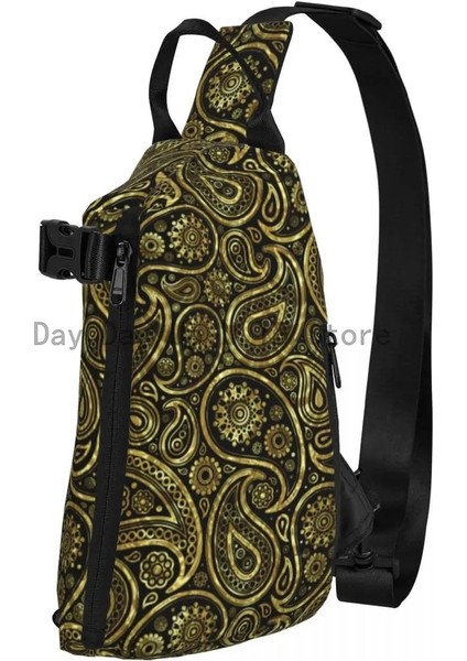 No.4 Stili Altın Paisley Baskı Göğüs Çanta Erkek Vintage Çiçek Bisiklet Omuzdan Askili Çanta Eğlenceli Tasarımcı Crossbody Çanta Telefon Balıkçılık Askılı Çanta (Yurt Dışından) fiyatları