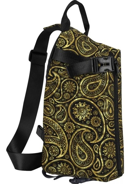 No.4 Stili Altın Paisley Baskı Göğüs Çanta Erkek Vintage Çiçek Bisiklet Omuzdan Askili Çanta Eğlenceli Tasarımcı Crossbody Çanta Telefon Balıkçılık Askılı Çanta (Yurt Dışından) modelleri
