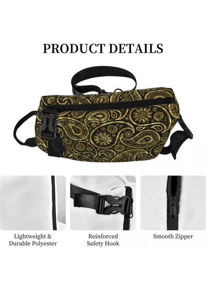 No.4 Stili Altın Paisley Baskı Göğüs Çanta Erkek Vintage Çiçek Bisiklet Omuzdan Askili Çanta Eğlenceli Tasarımcı Crossbody Çanta Telefon Balıkçılık Askılı Çanta (Yurt Dışından) indirimleri