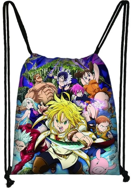 No.22 Tarzı Anime Yedi Ölümcül Çocuklar Ipli Çanta Erkek Kadın Öğrenci Alışveriş Okul Seyahat Parti Çantaları Doğum Günü Hediyeleri (Yurt Dışından) indirimleri