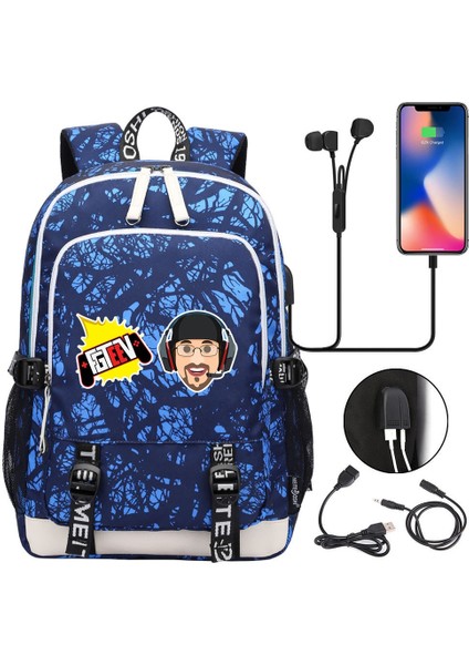 No.9 Stili Yeni Fgteev Okul Sırt Çantası Öğrenci USB Şarj Laptop Çantaları Erkek Kız Günlük Seyahat Sırt Çantaları Genç Koleji Mochila (Yurt Dışından)