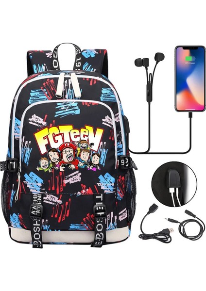 No.9 Stili Yeni Fgteev Okul Sırt Çantası Öğrenci USB Şarj Laptop Çantaları Erkek Kız Günlük Seyahat Sırt Çantaları Genç Koleji Mochila (Yurt Dışından) fırsatları