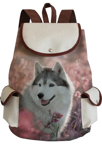 SJ3205 Tarzı Tiki Tarzı Yeniden Kullanılabilir Büyük Kapasiteli Taşınabilir Kadın Sırt Çantaları Güzel Keten Sırt Çantası Baskı Çanta Sevimli Hayvan Okul Kitap Çantası (Yurt Dışından)