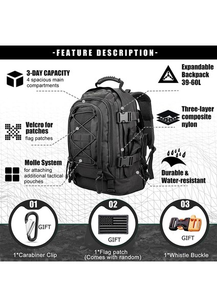 Gri Tarzı Erkekler Kadınlar Için Ekstra Büyük 60L Taktik Sırt Çantası Açık Suya Dayanıklı Yürüyüş Sırt Çantaları Seyahat Sırt Çantası Dizüstü Sırt Çantaları (Yurt Dışından) fırsatları